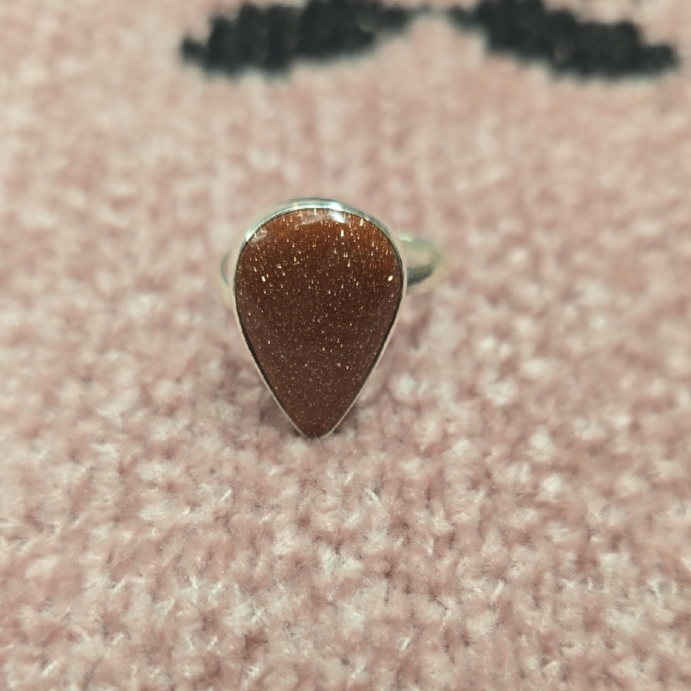 Glistening Brown Teardrop Ring